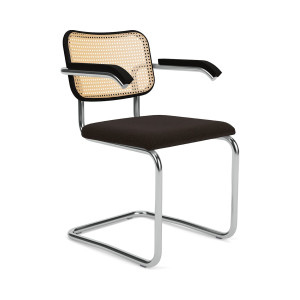 Knoll Breuer Cesca Sedia con braccioli faggio nero e seduta rivestita