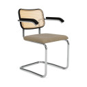 Knoll Breuer Cesca Sedia con braccioli faggio nero e seduta rivestita vista Taupe