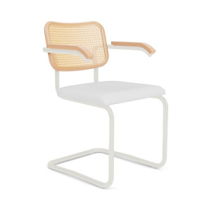 Knoll Breuer Cesca Sedia con braccioli verniciata faggio naturale seduta rivestita