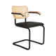 Knoll Breuer Cesca Sedia con braccioli verniciata faggio naturale seduta rivestita vista struttura onyx nero ultra opaco