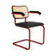 Knoll Breuer Cesca Sedia con braccioli verniciata faggio nero seduta rivestita vista struttura rosso scuro ultra opaco