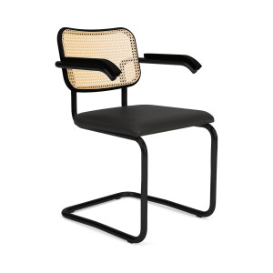 Knoll Breuer Cesca Sedia con braccioli verniciata faggio nero seduta rivestita