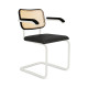 Knoll Breuer Cesca Sedia con braccioli verniciata faggio nero seduta rivestita vista struttura bianco ultra opaco