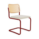 Knoll Breuer Cesca Sedia senza braccioli verniciata faggio naturale seduta rivestita vista struttura rossa