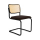 Knoll Breuer Cesca Sedia senza braccioli verniciata faggio nero seduta rivestita vista struttura onyx nero ultra opaco