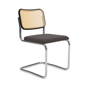 Knoll Breuer Cesca Sedia senza braccioli faggio nero e seduta rivestita