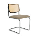 Knoll Breuer Cesca Sedia senza braccioli faggio nero e seduta rivestita vista Taupe