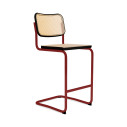 Knoll Breuer Cesca Sgabello Bar verniciato faggio nero vista struttura rosso scuro ultra opaco