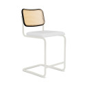 Knoll Breuer Cesca Sgabello Bar verniciato faggio nero seduta rivestita vista struttura bianco ultra opaco