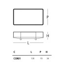 Collector Tavolino-Espositore 130x70x34 Glas dimensioni