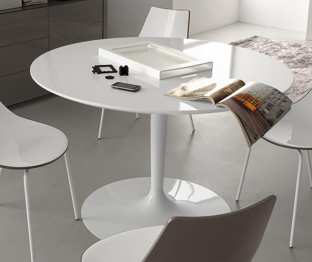 Connubia by Calligaris: TAVOLO PLANET ROTONDO VETRO 120 Connubia by  Calligaris