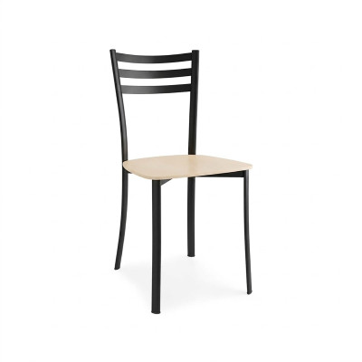 Sedia Ace CB1320 Struttura P15 Metallo verniciato nero opaco - Sedile P02 Faggio sbiancato