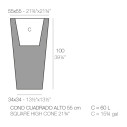 Cono Cuadrado Alto Vaso 55x55x100 cm Vondom dimensioni