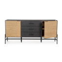 Credenza 2A-3C Allycia nero-naturale Bizzotto vista