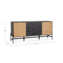 Credenza 2A-3C Allycia nero-naturale Bizzotto dimensioni