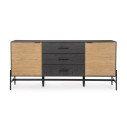 Credenza 2A-3C Allycia nero-naturale Bizzotto vista