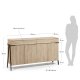 Credenza Thinh 4 ante e 2 cassetti in legno massello di acacia e acciaio nero 184 x 98 cm dimensioni