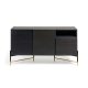 Credenza Milian 3 ante impiallacciata frassino e acciaio finitura nera e oro 159 x 85 cm vista