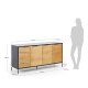 Credenza Savoi 4 ante MDF laccato nero e acciaio verniciato nero 165 x 80 cm dimensioni