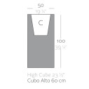 Cubo Alto Vaso 50x50x100 cm Vondom dimensioni