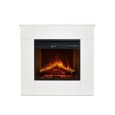 Camino elettrico da terra in legno bianco Michelangelo 96x36x90