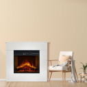 Camino elettrico da terra in legno bianco Michelangelo 96x36x90 Divina Fire ambientazione