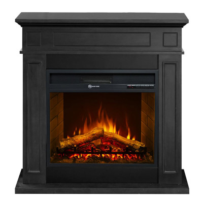 Camino elettrico da terra Jefferson in legno Nero 89,5x90,5x28
