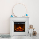 Camino elettrico da terra Bellini in legno Bianco 96x35x96 Divina Fire ambientazione