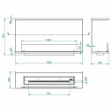 Camino a bioetanolo da incasso Trifacciale 120x50 Giove 120 Topline Divina Fire dimensioni