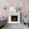 Camino a bioetanolo da terra Truman Bianco effetto marmo 121x38x108 Divina Fire ambientazione