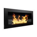 Camino a bioetanolo da parete o incasso Livorno Nero 90x12x40 con vetro Divina Fire vista