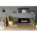 Camino a bioetanolo da parete o incasso Livorno Nero 90x12x40 con vetro Divina Fire ambientazione