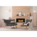 Camino a bioetanolo da parete o incasso Livorno Nero 90x12x40 con vetro Divina Fire ambientazione