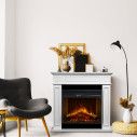 Camino elettrico da terra Jefferson in legno Bianco 89,5x28x90,5 Divina Fire ambientazione
