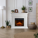 Camino elettrico da terra Cambridge in legno Bianco 110x36x100 Divina Fire ambientazione