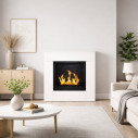 Camino a bioetanolo da terra Michelangelo in legno bianco 96x35x90 Divina Fire ambientazione