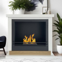 Camino a bioetanolo da terra Stoccolma in legno bianco 75x28x70 Divina Fire ambientazione
