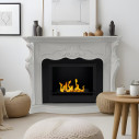 Camino a bioetanolo da terra Parigi in legno Bianco 123x39x100 Divina Fire ambientazione