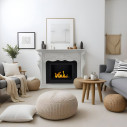 Camino a bioetanolo da terra Parigi in legno Bianco 123x39x100 Divina Fire ambientazione