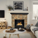 Camino a bioetanolo da terra Belluno finta pietra 105x38x100 Divina Fire ambientazione
