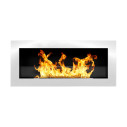 Camino a bioetanolo da parete o incasso Livorno 90x12x40 con vetro Bianco Divina Fire vista