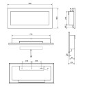 Camino a bioetanolo da parete o incasso Livorno 90x12x40 con vetro Bianco Divina Fire dimensioni