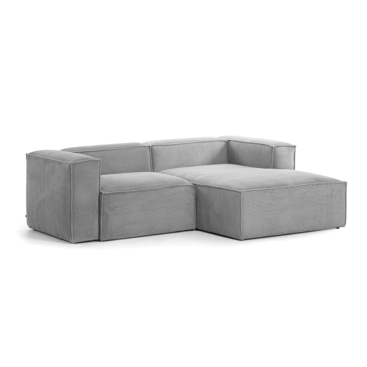 Divano Blok 2 posti chaise longue destra in velluto a coste spesse grigio 240 cm