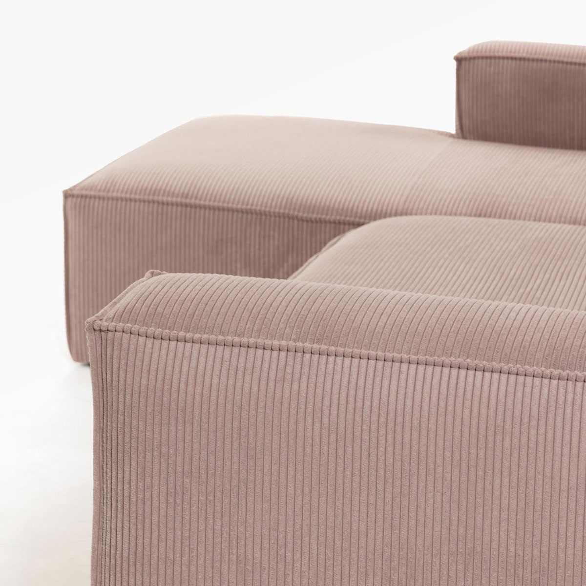 Divano Blok 2 posti chaise longue sinistra in velluto rosa KAVE HOME