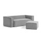 Divano Blok 2 posti in velluto a coste spesse grigio 210 cm vista con pouf