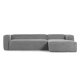 Divano Blok 4 posti chaise longue destra in velluto a coste spesse grigio 330 cm vista