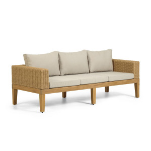 Divano Giana legno massiccio di acacia e rattan 193 cm FSC 100%