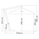 Eclisse ombrellone a braccio laterale 500x500 Ombrellificio Veneto dimensioni