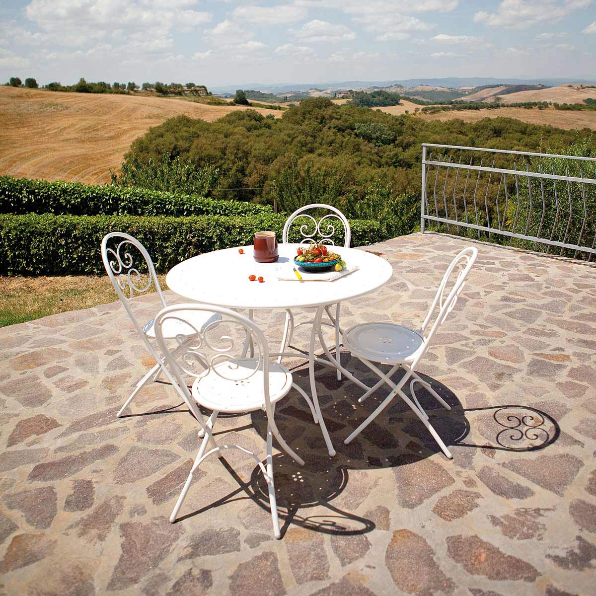 Set 4 Sedie Pieghevoli Da Esterno/Interno - Struttura Acciaio, Seduta In Resina Intrecciata, Salvaspazio