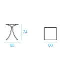 Tavolo quadrato 2 posti Combo 1810 Emu dimensioni
